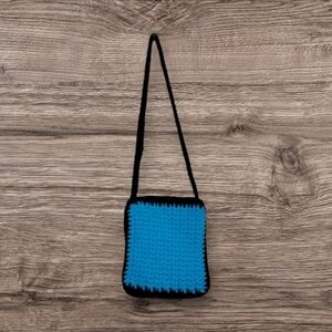 Blue and Black Crochet Shoulder Bag